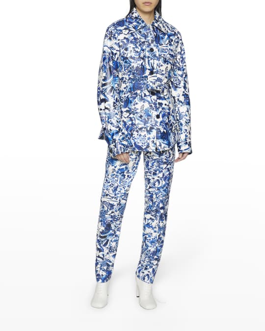 Dries Van Noten Lazan Toile Print Belted Leather Jacket Neiman