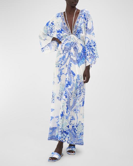 dragon maxi dress Camilla Heart Of A Dragon Drawcord Detail Maxi Dress