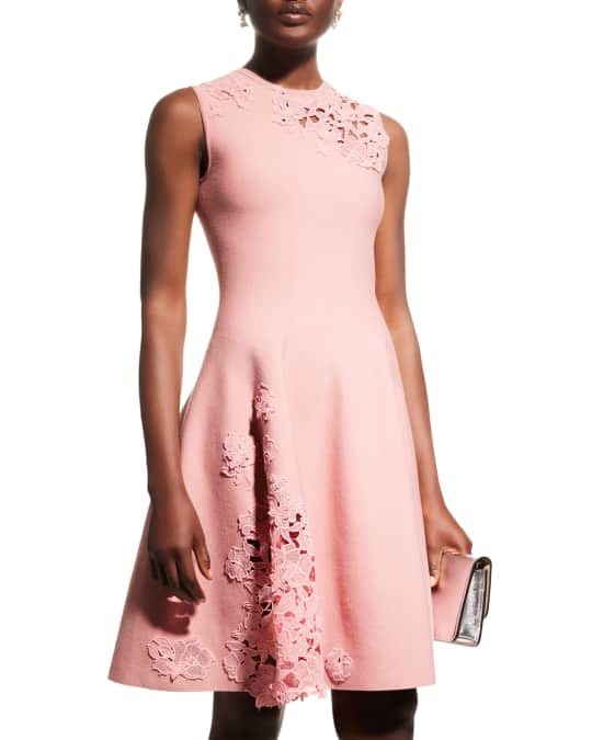 Sleeveless Guipure Lace Inset Fit Flare Dress