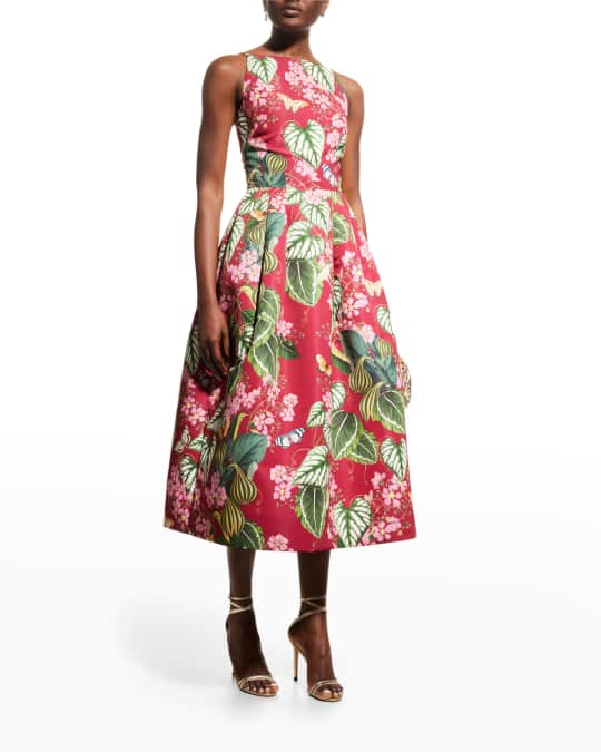 slim fit dress slacks Oscar de La Renta Foxglove Jacquard Cocktail Dress main image 0