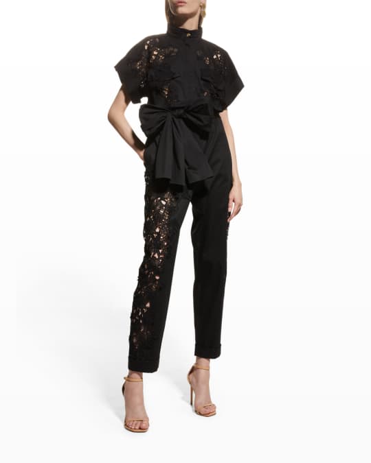 Oscar de la Renta Guipure Lace Utility Jumpsuit Neiman Marcus
