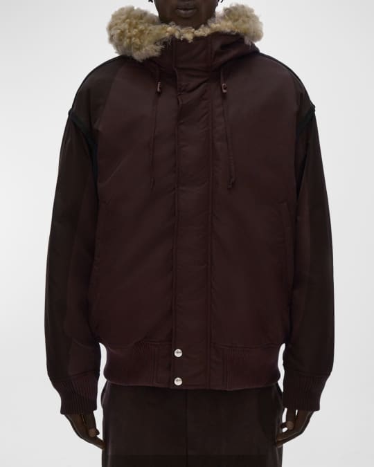 Helmut Lang Men s Aviator Bomber Jacket w Shearling Trim Neiman Marcus