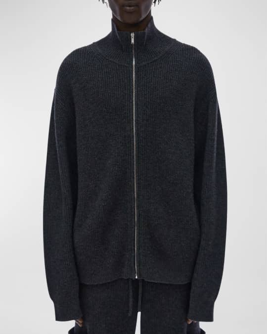 Helmut Lang Men's Full-Zip Ribbed Turtleneck Sweater | Neiman Marcus