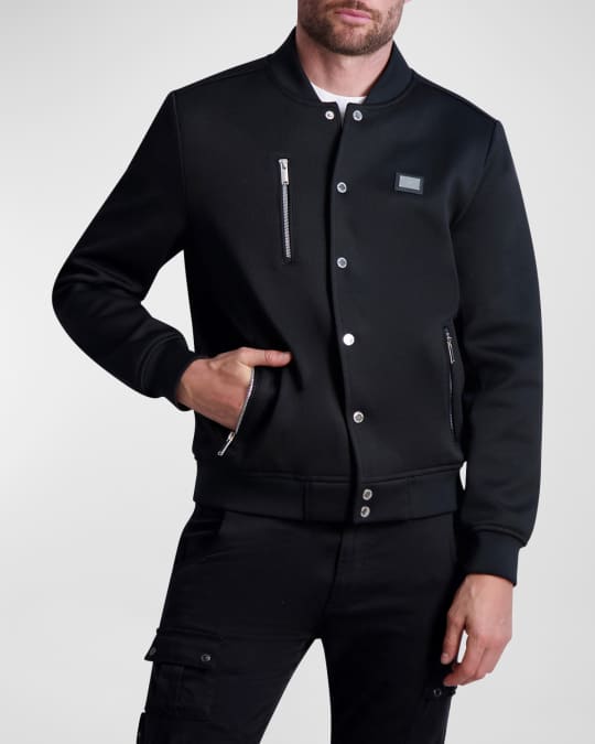 Emporio Armani Embossed-monogram Zipped Bomber Jacket in Black for Men