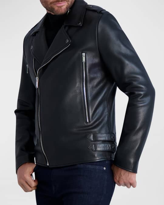 Karl Lagerfeld Paris Men s Asymmetric Leather Moto Jacket Neiman Marcus