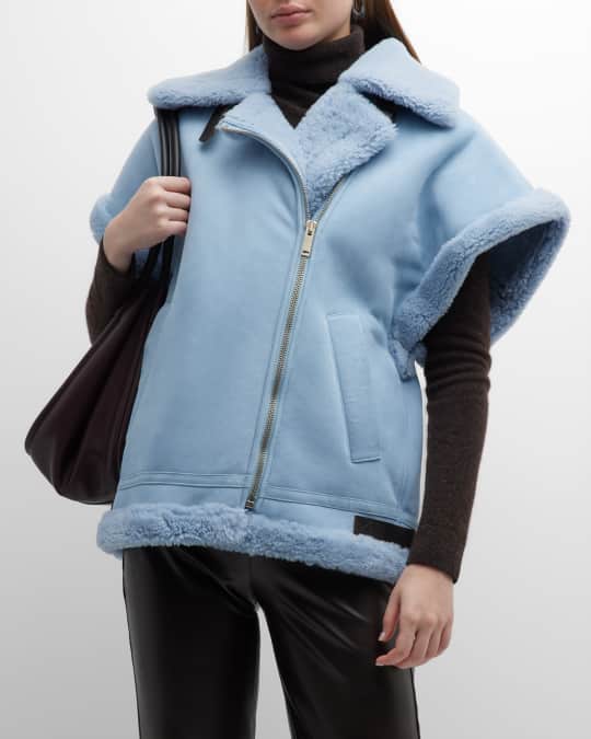 HALFBOY Oversize Biker Vest w/ Shearling Lining | Neiman Marcus