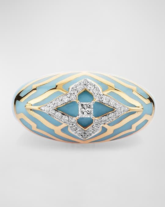 18Kt Yellow Gold Riva Blue Jodhpur Vivacious Ring, Size 7