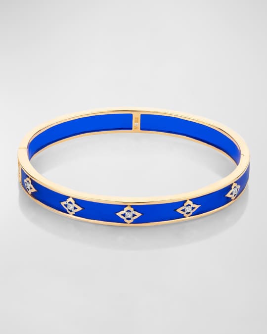 18K Yellow Gold Aruba Blue Mykonos Adventurous Bangle, 45mm x 55mm