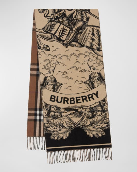 Burberry Monogram Icon Stripe Checker Accent Skinny Silk Scarf In