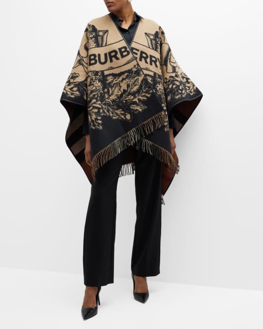 Burberry EKD Forest Wool Cape Neiman Marcus