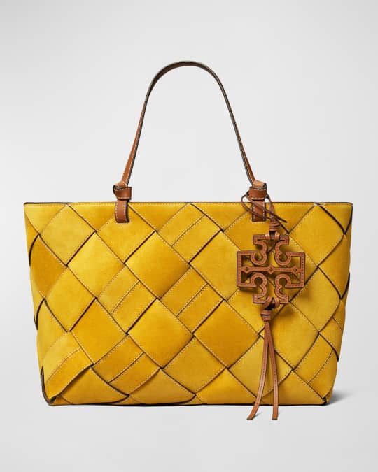 Tory Burch East-West Woven Suede Tote Bag | Neiman Marcus