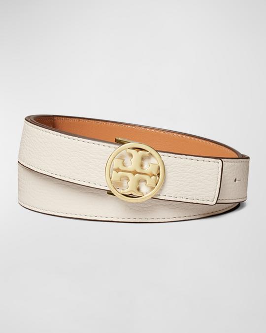 Tory Burch  miller reversible Beige Leather Belt with Logo Buckle 1 main image 3