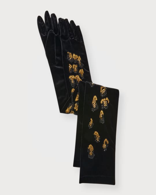 Dries Van Noten Leopard Sequin Embroidered Mid-Length Velvet