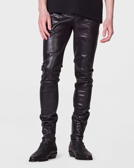 Men's P001 Black Resin Skinny Jeans