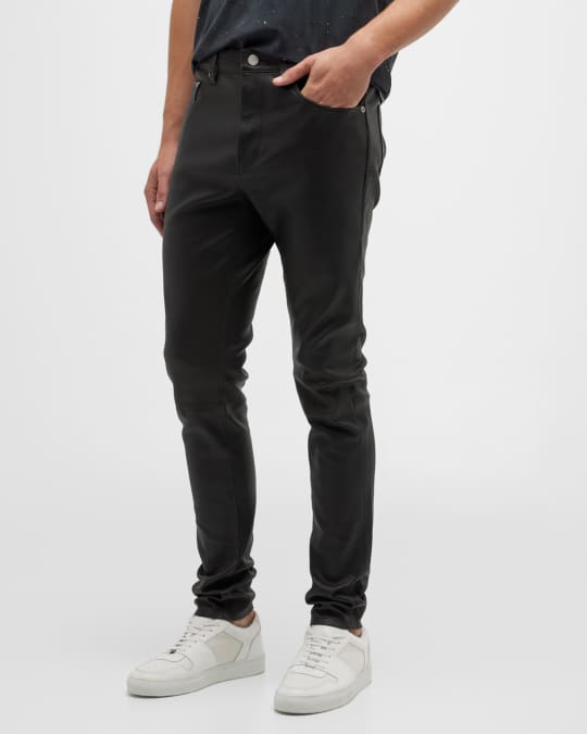 Mens leather skinny jeans online