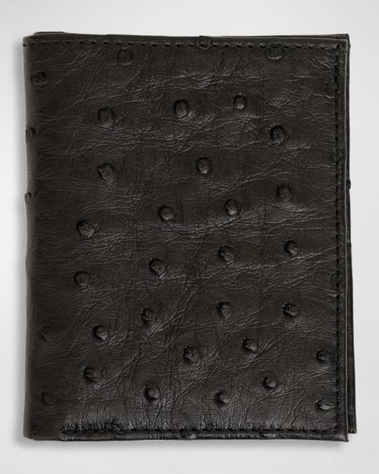 Men's Ostrich Leather Bifold Wallet w/ ID Window