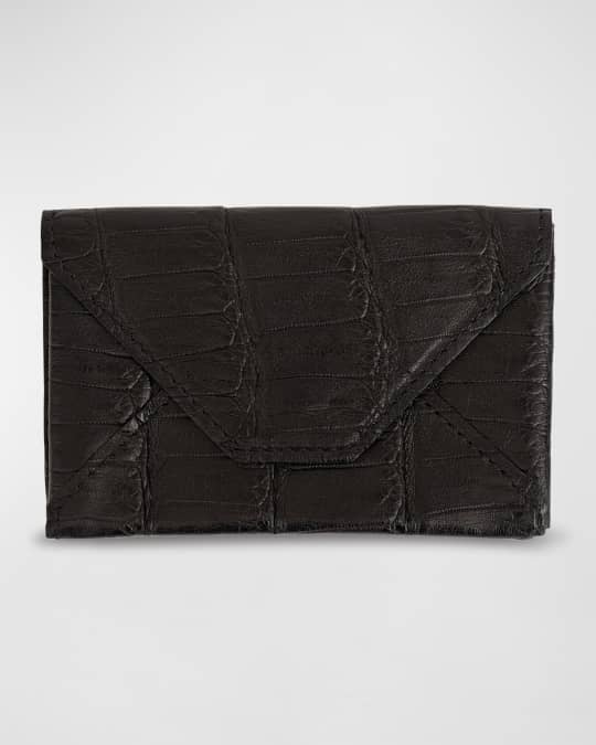 Men's Matte Alligator Leather Envelope Card Case