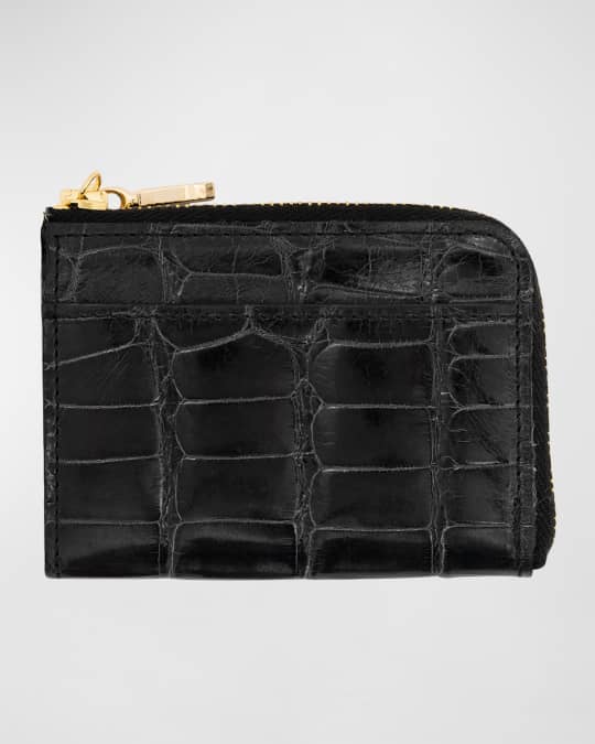 Men's Glazed Alligator Leather Zip Card Case