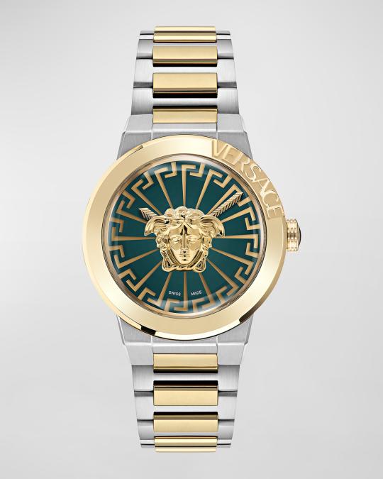 Versace 38mm Medusa Infinite Bracelet Watch, Two-Tone/Green  display picture 2