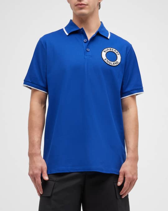 Icon Stripe Collar Polo Shirt in Coal Blue - Men