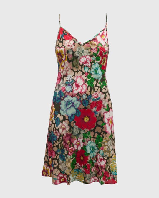 Johnny Was Caitlyn Floral Print Silk Slip Dress Neiman Marcus