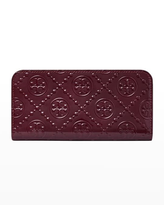 Tory Burch Women's T Monogram Zip Slim Wallet in Black, One Size