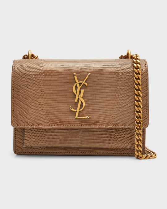 Saint Laurent Sunset Small YSL Crossbody Bag in Lizard | Neiman Marcus