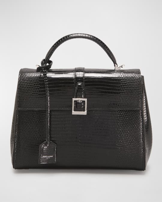 Saint Laurent Le Fermoir Small Top-Handle Bag in Lizard | Neiman