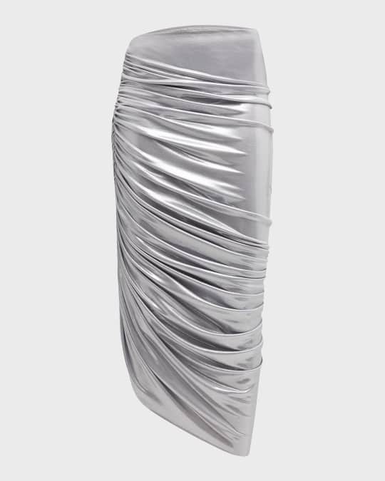 Diana Asymmetric Lame Midi Skirt