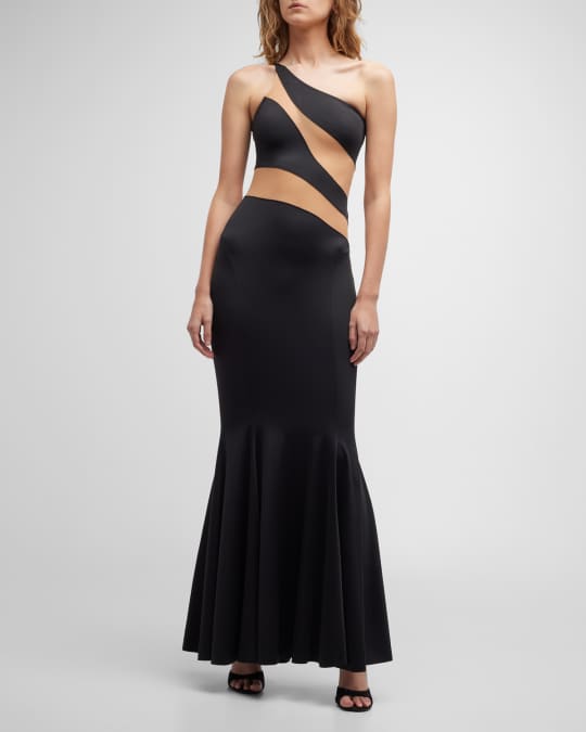 strapless open back dress Jarlo's Quinn One Shoulder Fishtail Maxi Dress in Black – Jarlo London