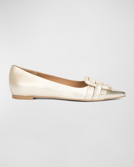 Buckle Metallic Ballerinas
