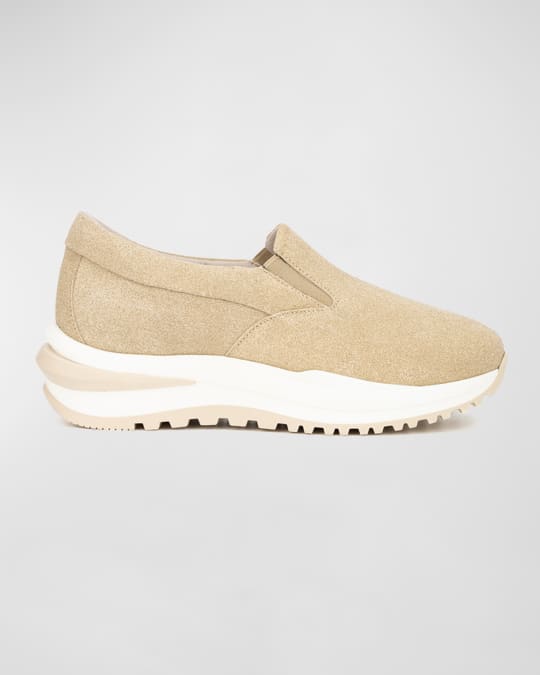 Aquatalia Metallic Suede Slip On Sneakers