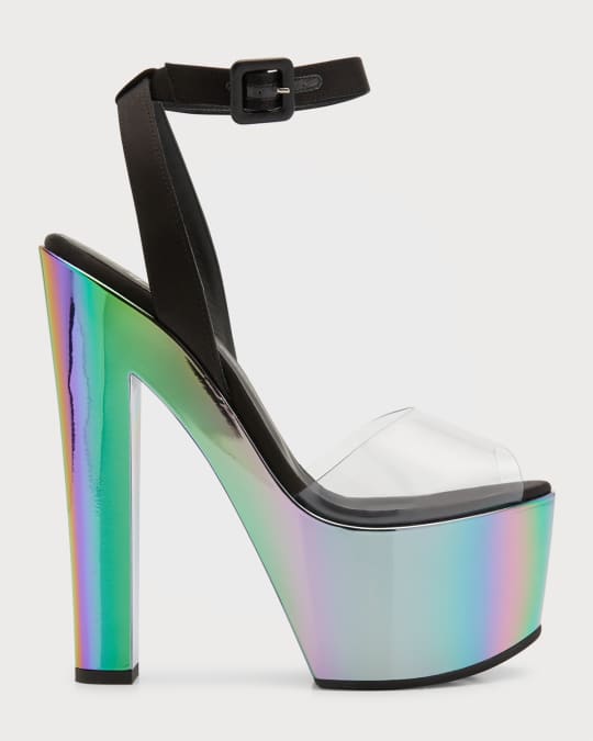 Giuseppe Zanotti Saintro Iridescent Ankle-Strap Platform Sandals