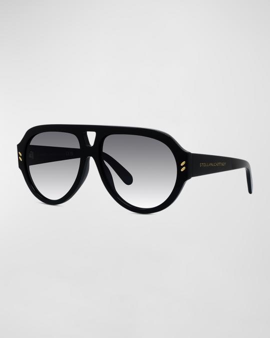 Stella McCartney Gradient Logo Acetate Aviator Sunglasses  display picture 3