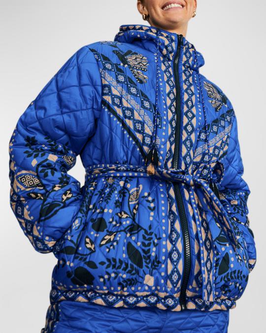 Farm Rio Macaw Forest Hooded Reversible Puffer Jacket | Neiman Marcus
