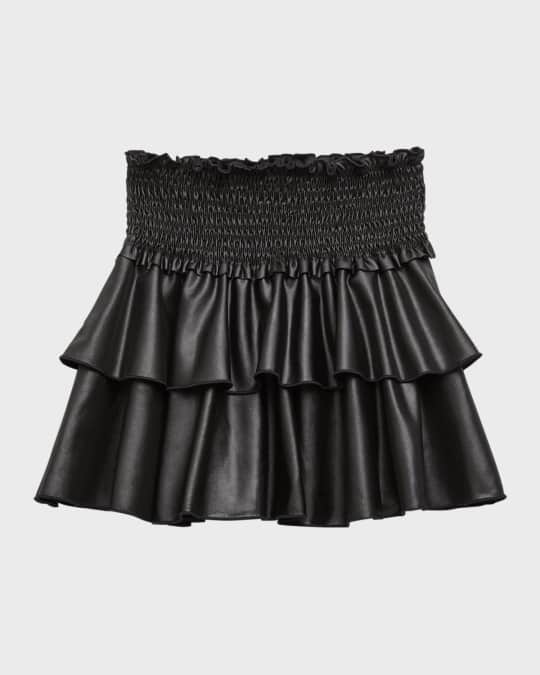 Flowers By Zoe Girl's Pleather Tiered Ruffle Mini Skirt, Size 46