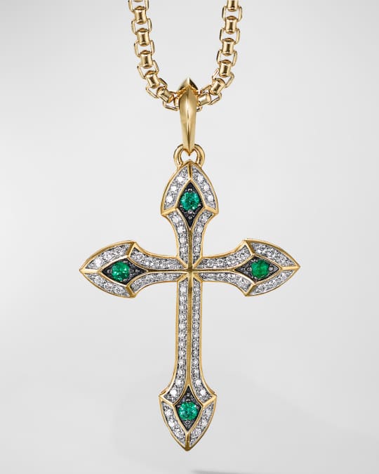 Mens emerald discount cross necklace