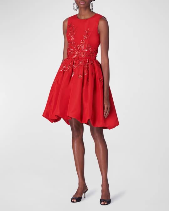 Carolina Herrera Floral Sequin Embroidered Bubble Dress | Neiman Marcus