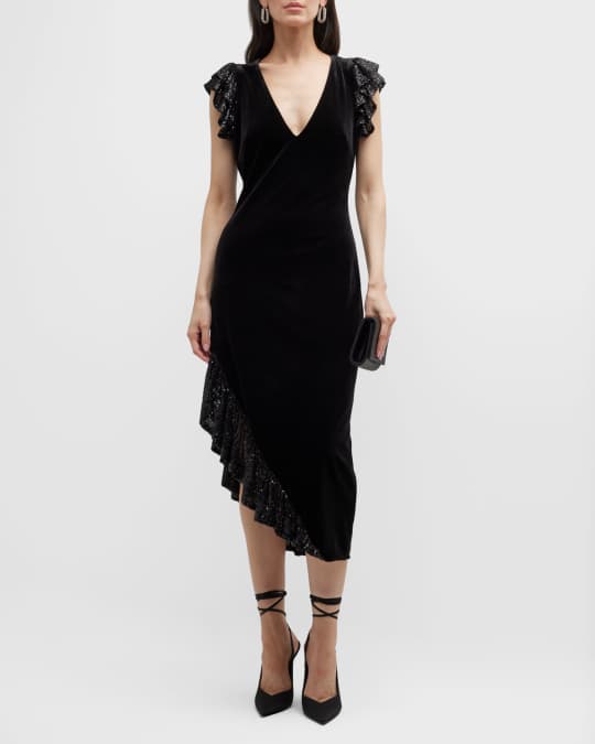 Sequin Asymmetric Midi Dress