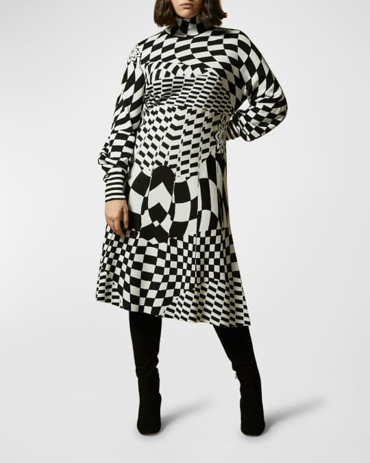 Marina Rinaldi Plus Size Grafico Checkerboard A Line Dress