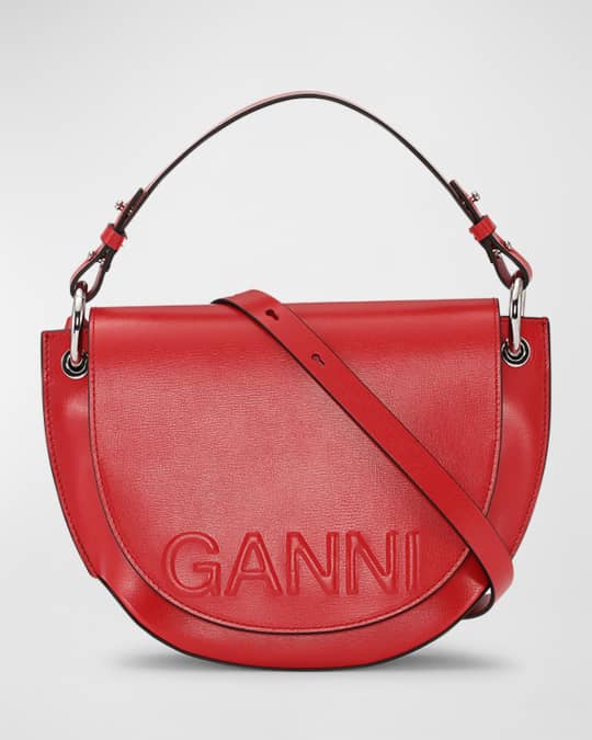 Ganni Banner Recycled Leather Crossbody Bag, High Risk Red