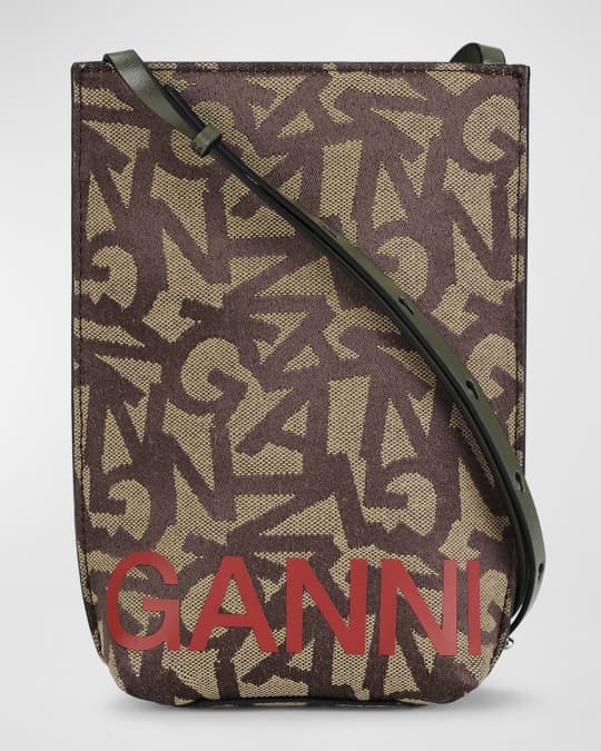 Ganni Banner Small Monogram Jacquard Crossbody Bag | Neiman