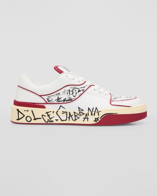 Dolce Gabbana Men s New Roma Graffiti Leather Low Top Sneakers Neiman Marcus