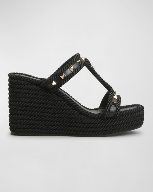 Rockstud Rope Wedge Espadrille Sandals