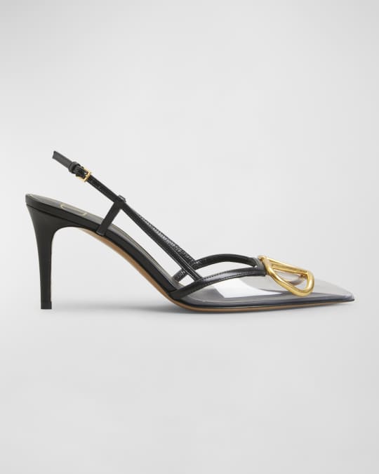 Valentino Garavani VLogo Clear Medallion Slingback Pumps Neiman Marcus