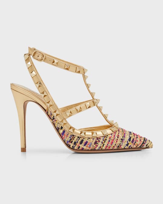Valentino Garavani Rockstud Metallic T Strap Pumps Neiman Marcus