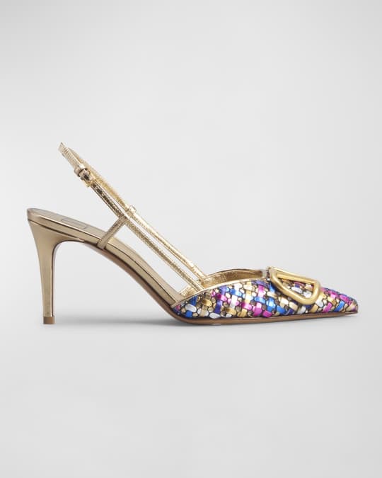 Valentino Garavani VLogo Multi Woven Slingback Pumps