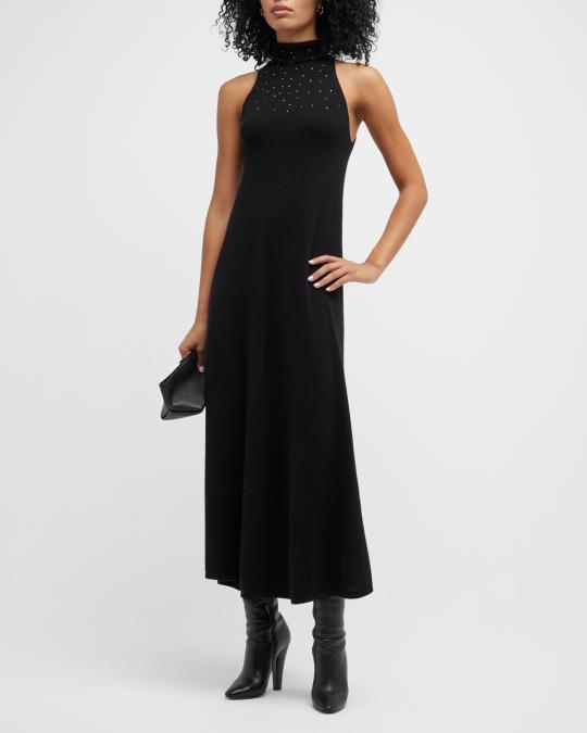 black cashmere midi dress Boat Neck Midi Cashmere Dress  Grade A Cashmere