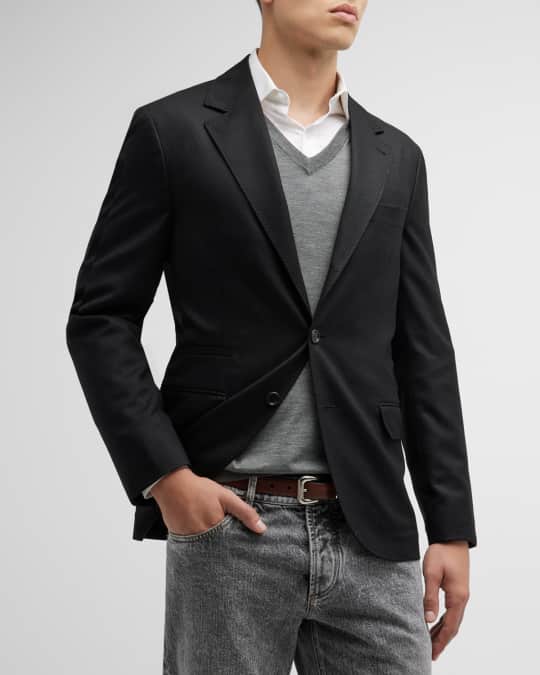 超可爱 Cucinelli Brunello Men's Coat Sport Flannel Wool Virgin ウェア