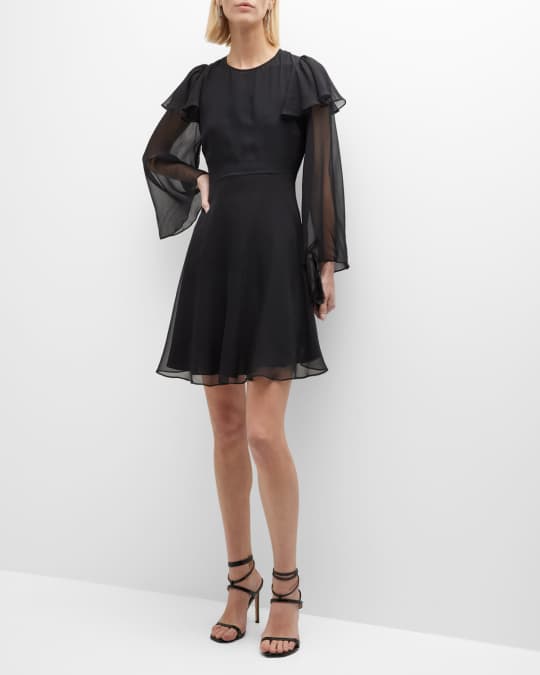 Rebecca Taylor Silk Chiffon Ruffle Mini Dress Neiman Marcus